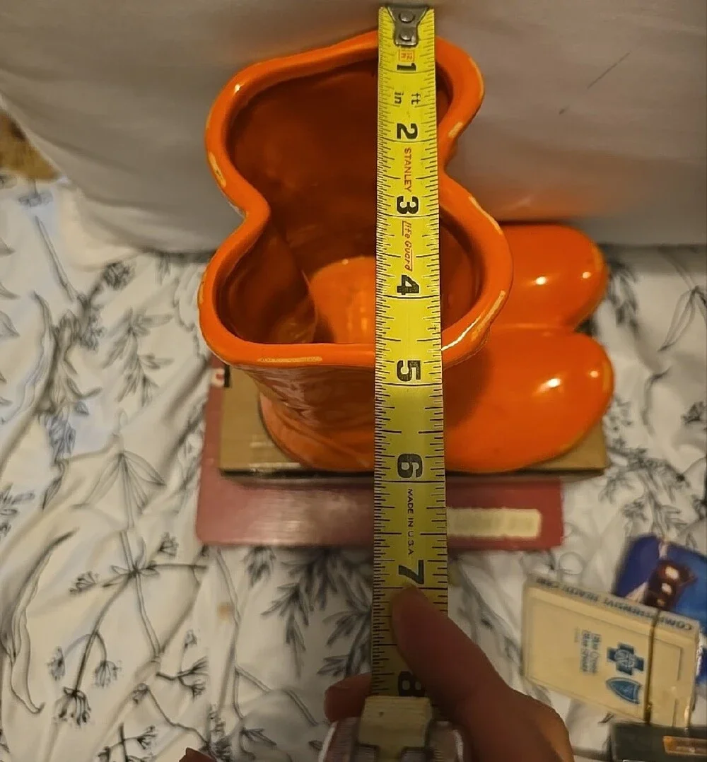 Vintage Orange Ceramic Decorative Rain Rubber Boot Vase Planter 7